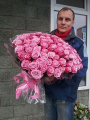 Букет из 101 сиреневой розы 70 см!