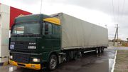 Грузоперевозки по Казахстану,  по России и по странам СНГ на автомашине DAF тент 100 кубов все погрузки.